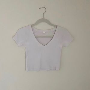 Garage White Ribbed Crop Top